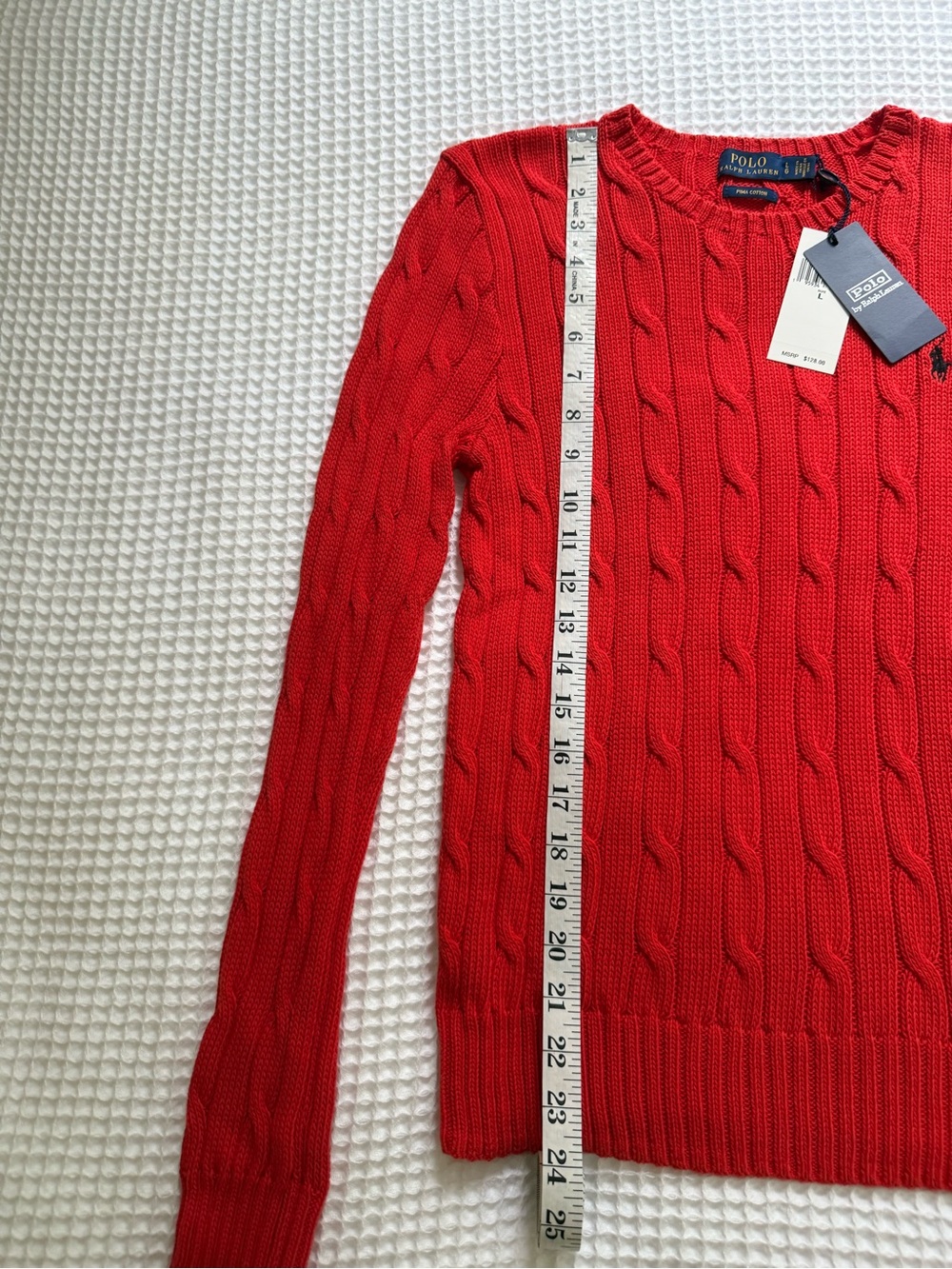 NWT Polo Ralph Lauren Cable Knit Pima Cotton Crewneck Sweater Large HOT DEAL🔥 - Picture 10 of 15